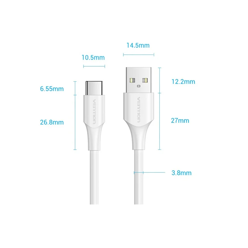 VENTION CTHWI 3m USB 2.0 Type A to Type C Cable 3A Fast Charging Data Sync Cord - White