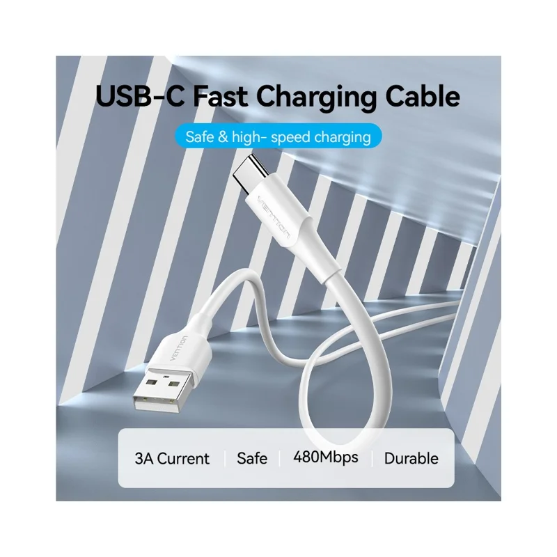 VENTION CTHWI 3m USB 2.0 Type A to Type C Cable 3A Fast Charging Data Sync Cord - White
