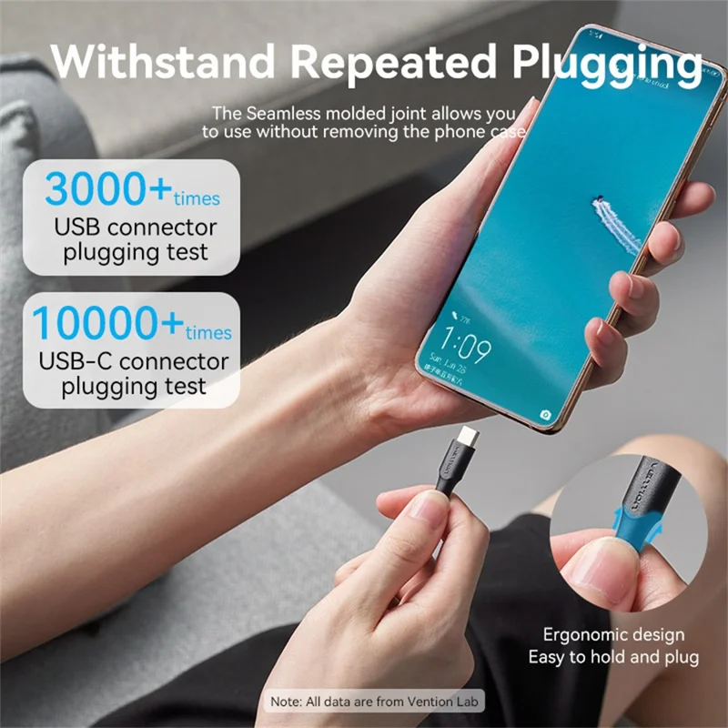 VENTION CTHBF CTH Series 1m 2.0 USB-A Male to USB-C Male 3A Data Cable High Speed 480Mbps 60W Charging Cord