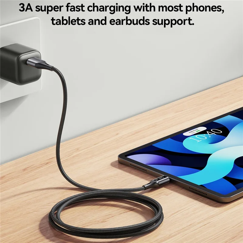 JOYROOM S-A60 1.2m 3A USB-A to Type-C Cable Fast Charging Data Sync Nylon Braided Cord