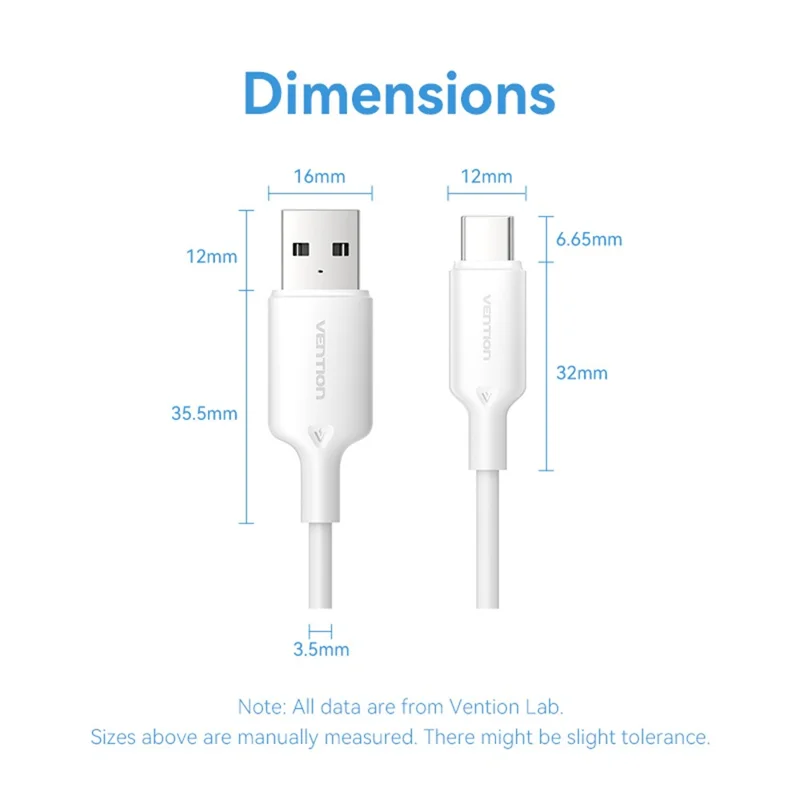 VENTION CTQWF CTQ Series USB 2.0 A Male to Type-C Male 3A Data Cable 1M Fast Charging Cord