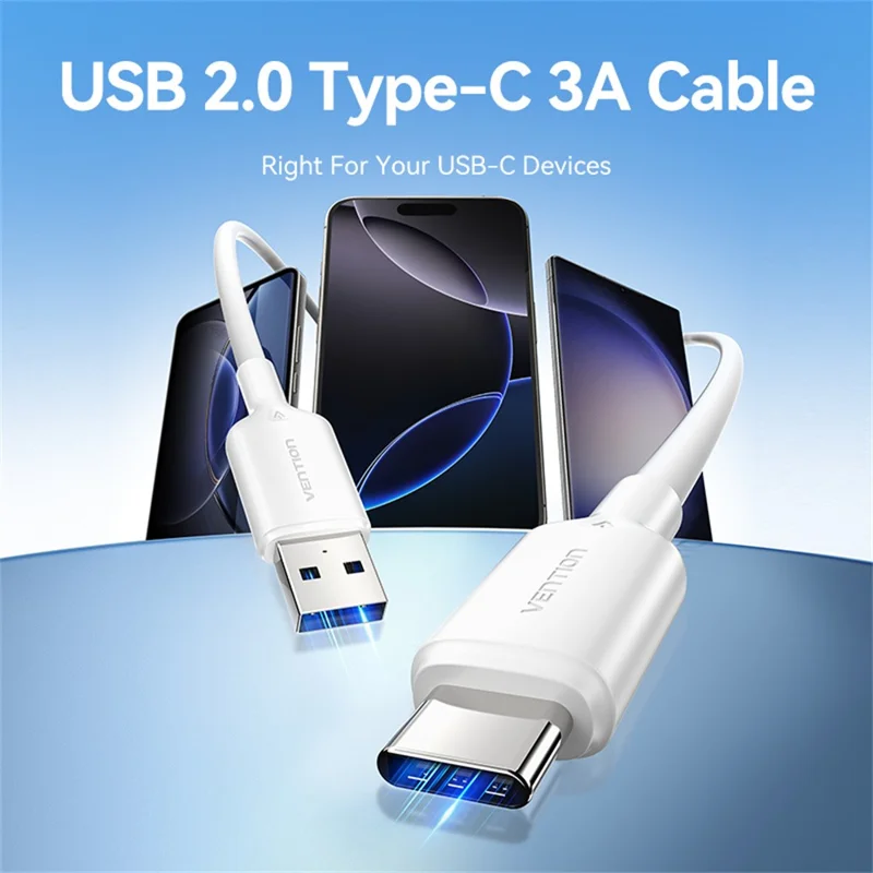 VENTION CTQWF CTQ Series USB 2.0 A Male to Type-C Male 3A Data Cable 2M Fast Charging Cord