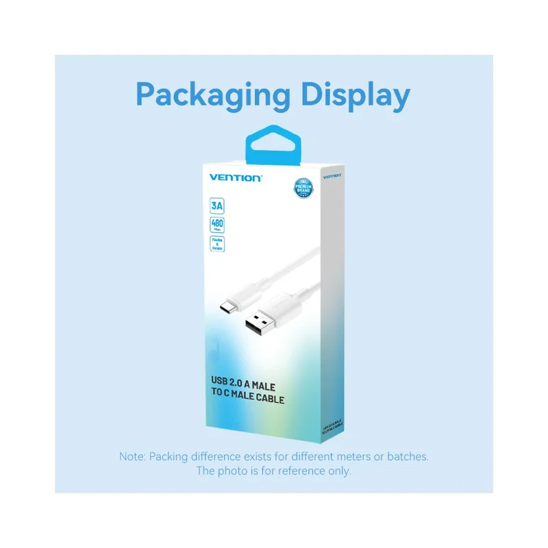 VENTION CTQPF Câble de données USB 2.0 Type A vers Type C de 1 m, 3A Charge rapide pour smartphone et tablette, Rose