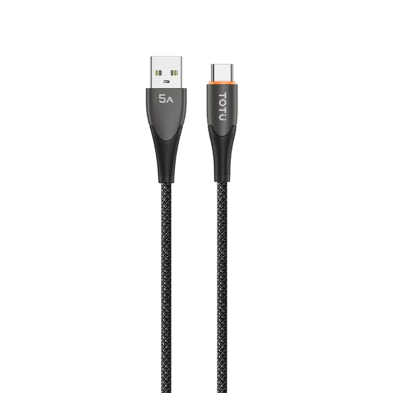 TOTU CB-17-T 120см USB-A в Type-C Кабель для передачи данных 25W Умное автоматическое отключение Плетеный быстрый зарядный шнур - Тусклый