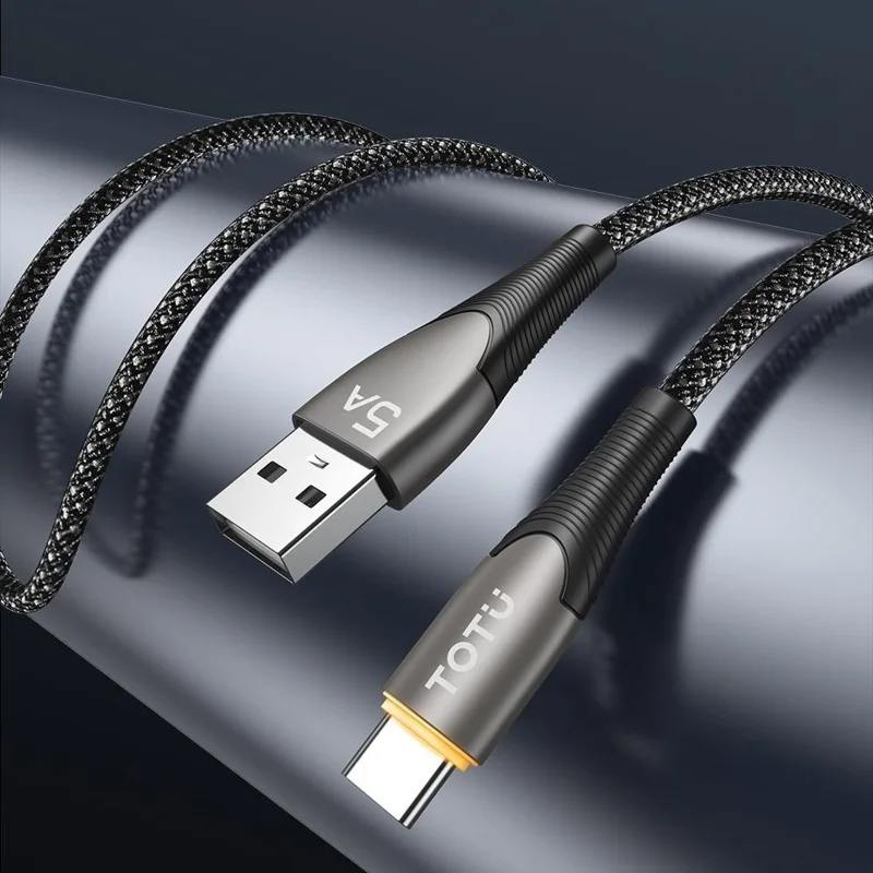 TOTU CB-17-T 120см USB-A в Type-C Кабель для передачи данных 25W Умное автоматическое отключение Плетеный быстрый зарядный шнур - Тусклый