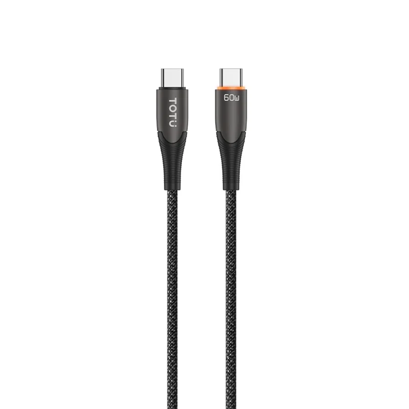 TOTU CB-17-CC Câble de données USB-C vers USB-C 120 cm 60 W Déconnexion automatique intelligente Cordon de charge rapide tressé - Tarnish