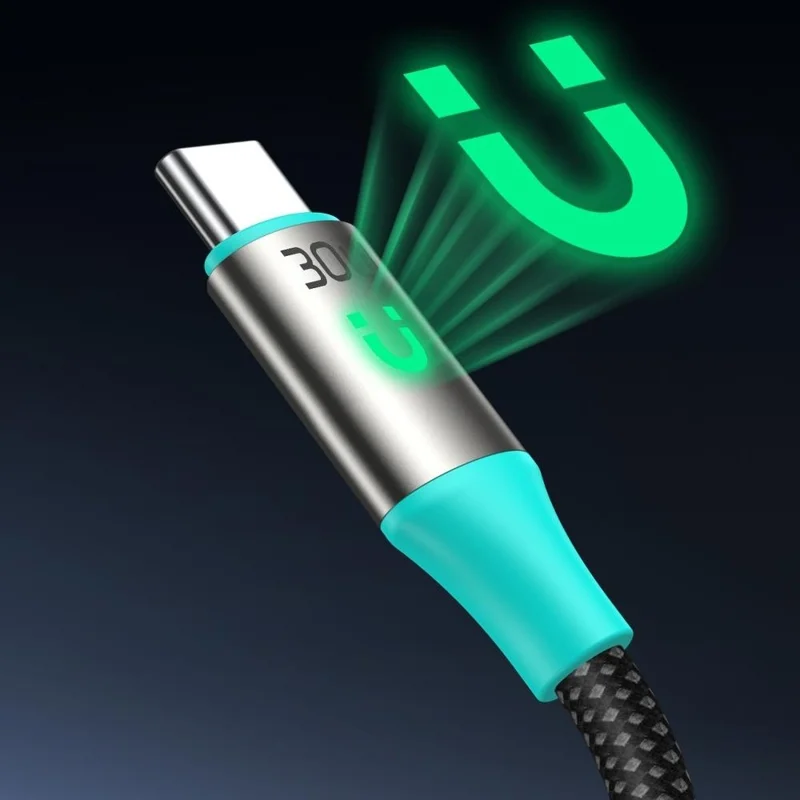 TOTU CB-22-T 120cm USB-A в Type-C Кабель для передачи данных 30W Быстрая зарядка Смарт-автоматическое отключение Плетеный шнур - Starlight