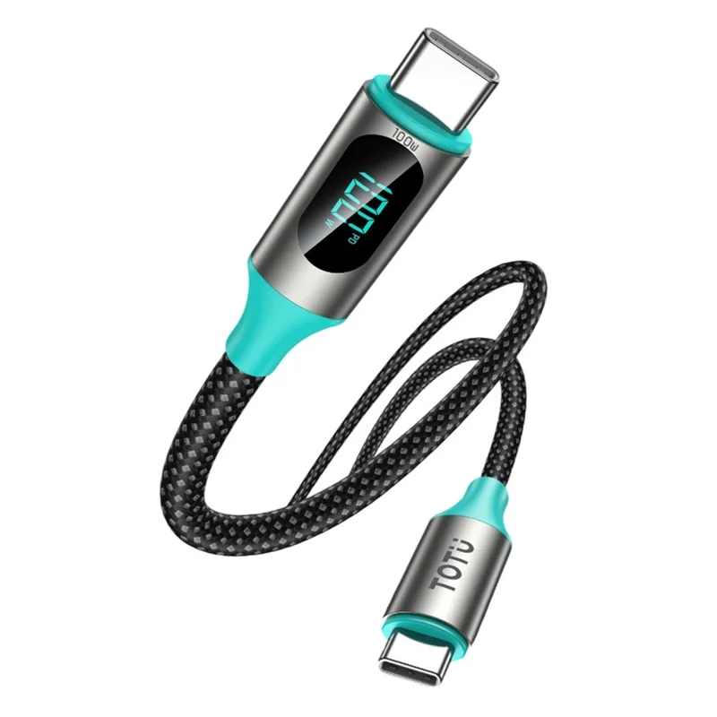 TOTU CB-23-CC 120Ccm Type-C to Type-C Data Cable 60W Fast Charging Braided Cord with LED Display - Starlight