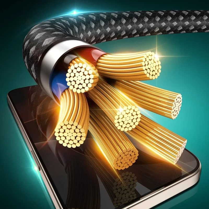 TOTU CB-23-CC 120Ccm Type-C to Type-C Data Cable 60W Fast Charging Braided Cord with LED Display - Starlight