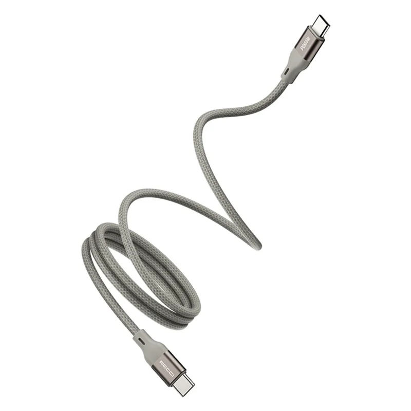 RECCI RS23CC PD 65W Fast Charging Cable 1m Type-C to Type-C Magnetic Data Cord - Titanium Gold
