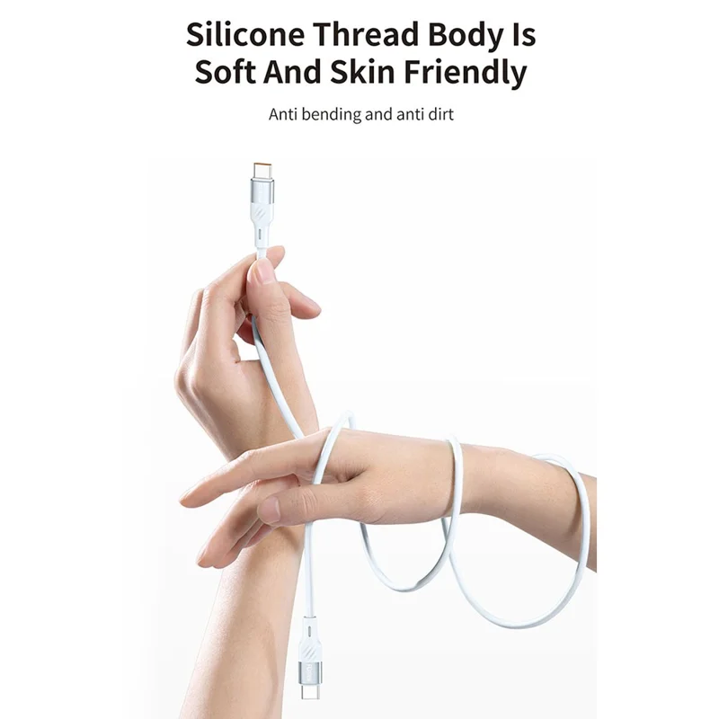 RECCI RS22C USB to Type-C Cable 100W Super Fast Charging Cord 1.5m Silicone Data Cable - Blue