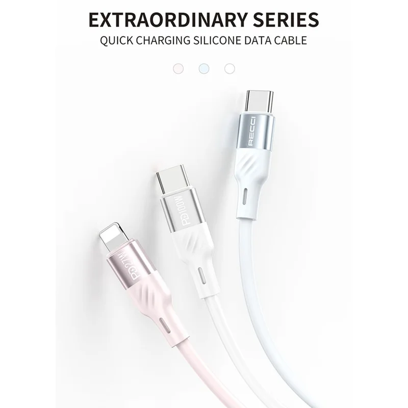 RECCI RS22C USB to Type-C Cable 100W Super Fast Charging Cord 1.5m Silicone Data Cable - Blue