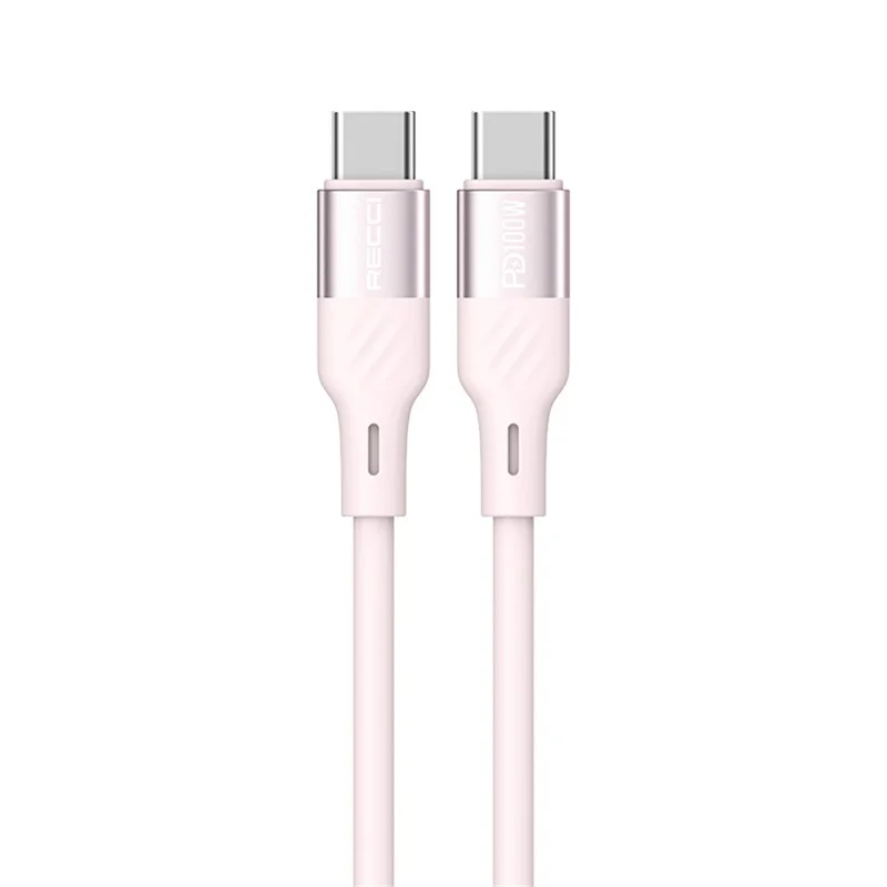 RECCI RS22CC 1.5M Type-C to Type-C Cable 100W Super Fast Charging Silicone Data Cable - Pink