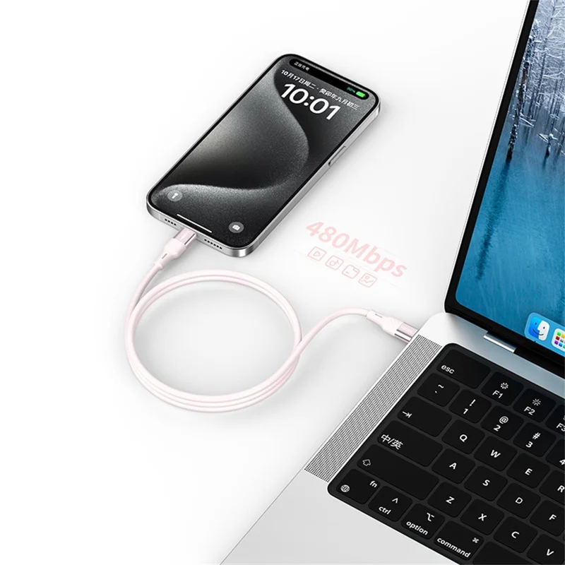 RECCI RS22CC 1.5M Type-C to Type-C Cable 100W Super Fast Charging Silicone Data Cable - Pink