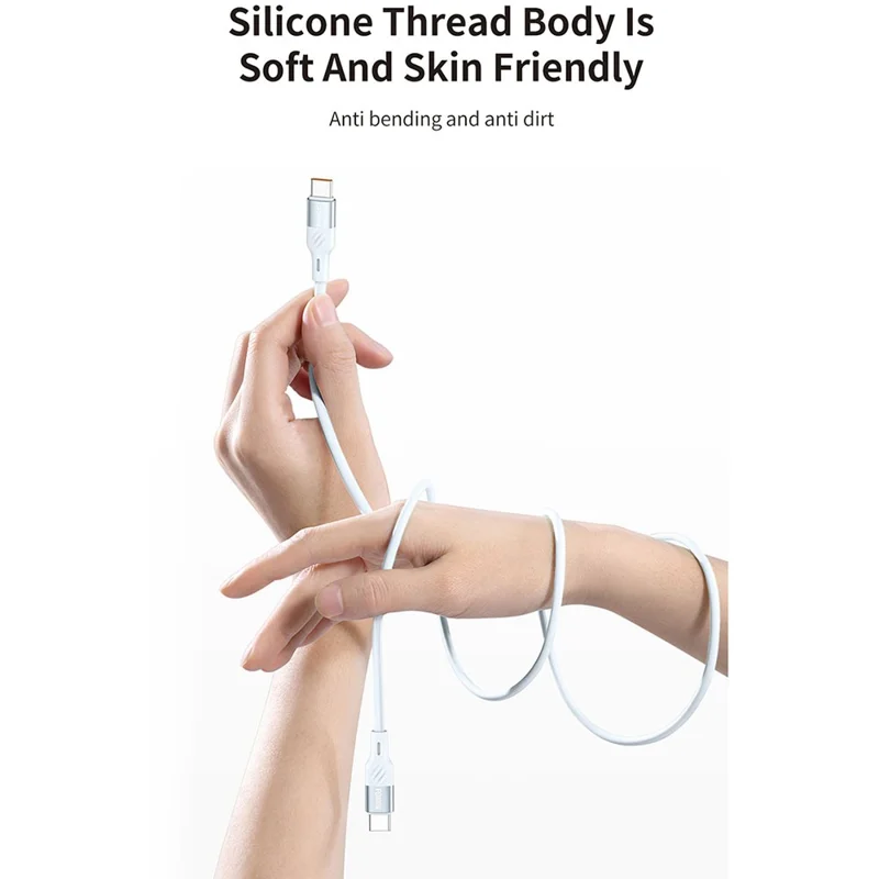 RECCI RS22CC 1.5M Type-C to Type-C Cable 100W Super Fast Charging Silicone Data Cable - Pink