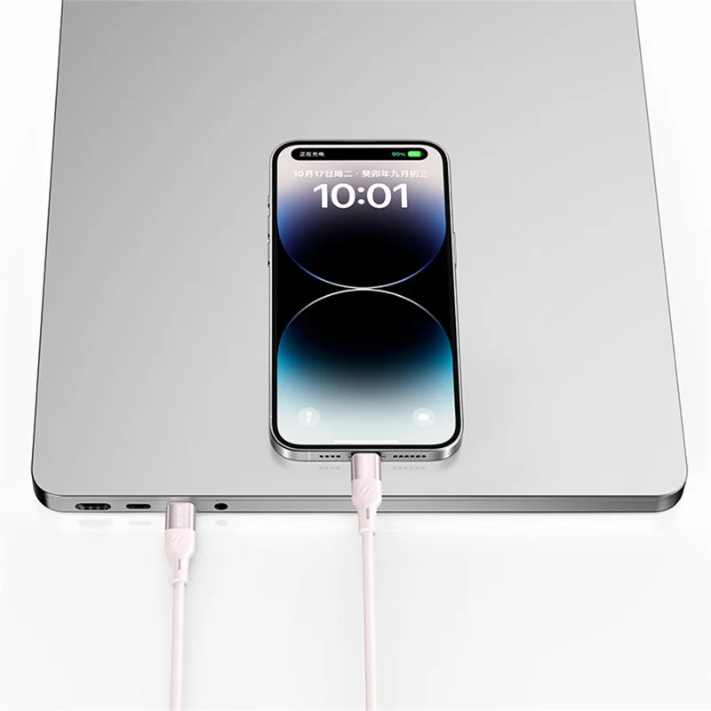 RECCI RS22CC 1.5M Type-C to Type-C Cable 100W Super Fast Charging Silicone Data Cable - Pink