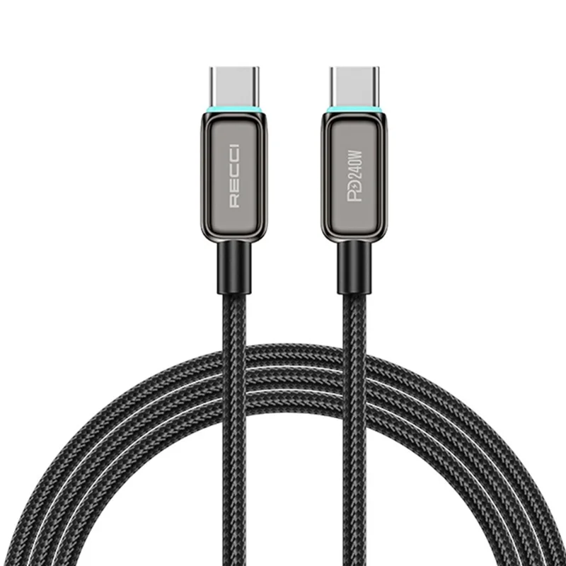 RECCI RS42CC 1.5M Type-C to Type-C Data Cable 240W Fast Charging Cord with LED Indicator - Black