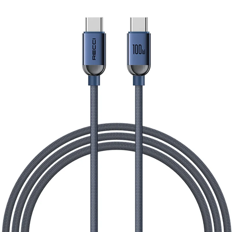 RECCI RS09CC 120cm 100W Type-C to Type-C Cable Braided Fast Charging Data Cord