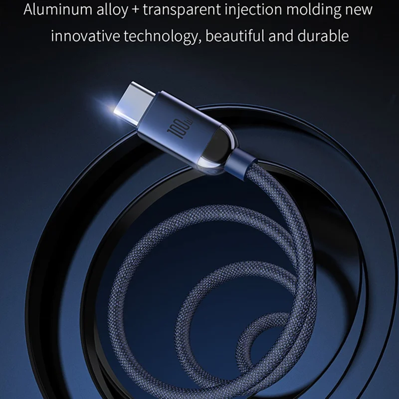 RECCI RS09CC 120cm 100W Type-C to Type-C Cable Braided Fast Charging Data Cord