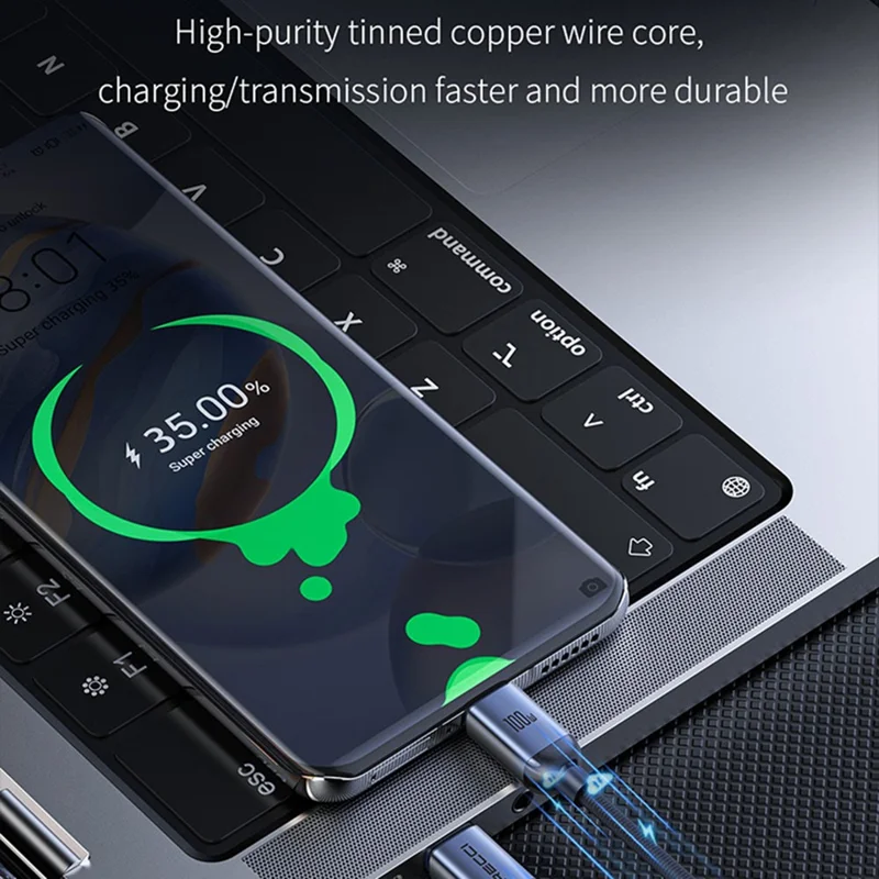 RECCI RS09CC 120cm 100W Type-C to Type-C Cable Braided Fast Charging Data Cord