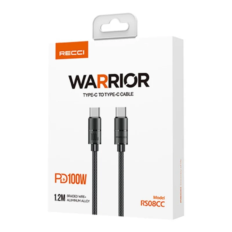 RECCI RS08CC Type-C to Type-C Cable 120cm Fast Charging Data Cable PD 100W Power Delivery