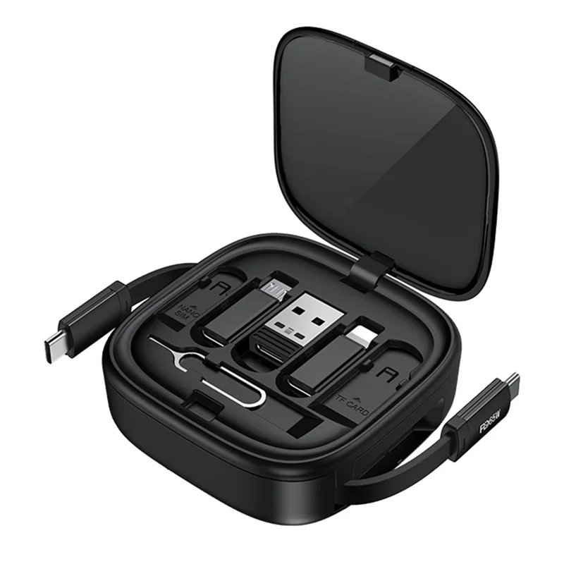 RECCI RS36T 5-in-1 PD 65W Fast Charging Data Cable USB Adapter Kit with Phone Stand Storage Box