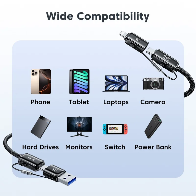 TOOCKI TQ-X95 1.5m USB-A / USB-C to USB-C / iP 240W Fast Charging 40Gbps Data Transfer Nylon Braided Cable