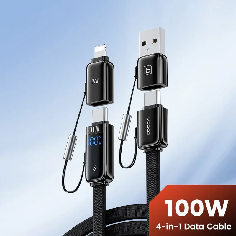 TOOCKI TQ-X96 1.2m USB-A / USB-C to USB-C / iP 100W Fast Charging Digital Display Data Cable