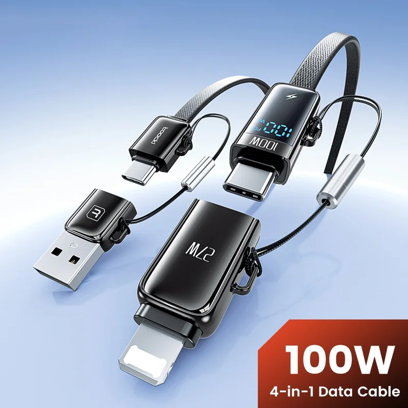 TOOCKI TQ-X96 1.2m USB-A / USB-C to USB-C / iP 100W Fast Charging Digital Display Data Cable
