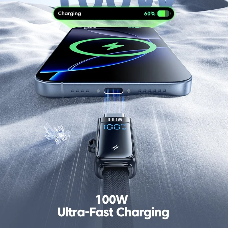 TOOCKI TQ-X96 1.2m USB-A / USB-C to USB-C / iP 100W Fast Charging Digital Display Data Cable