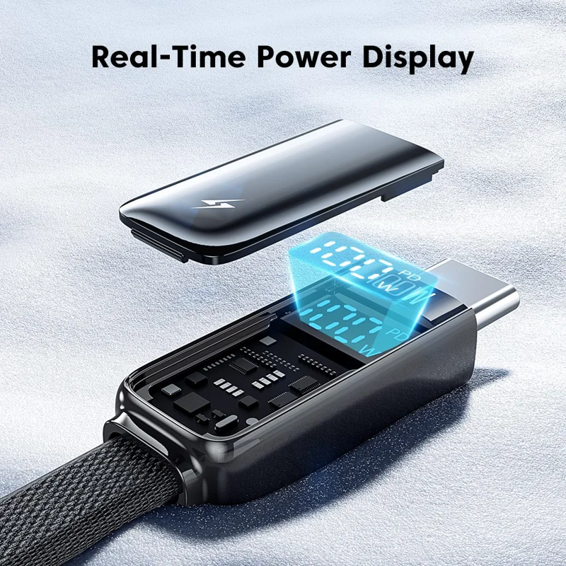 TOOCKI TQ-X96 1.2m USB-A / USB-C to USB-C / iP 100W Fast Charging Digital Display Data Cable