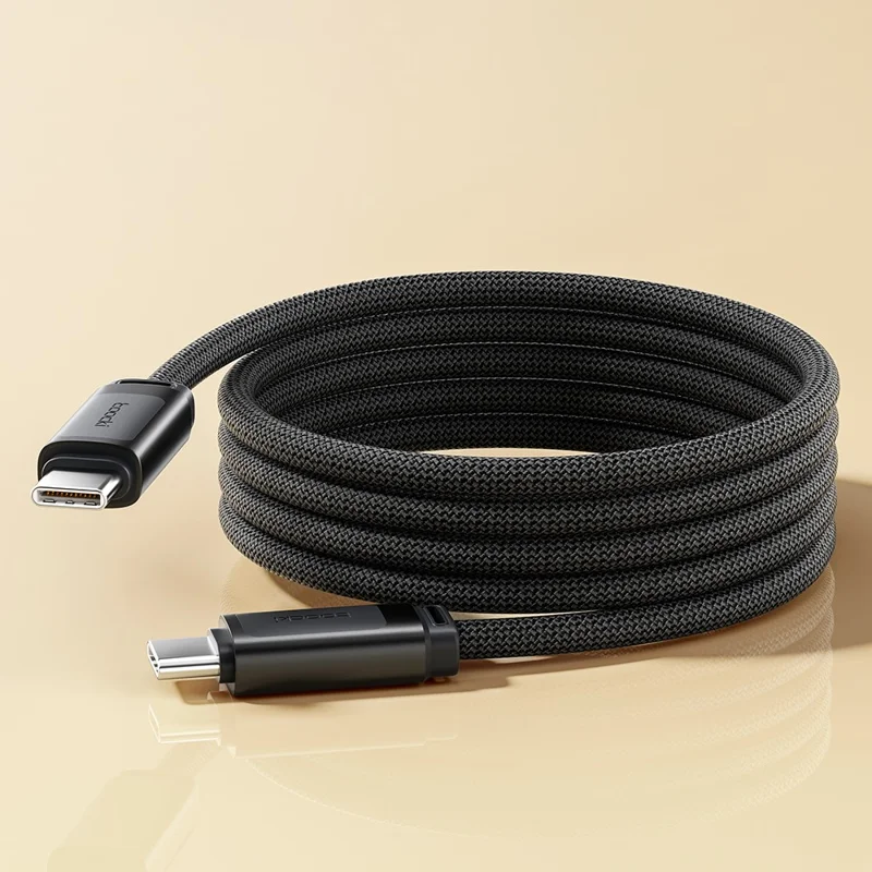 TOOCKI TQ-X102C4 1m 240W Fast Charging USB C to USB C Magnetic Self Coiling Data Cable for Laptop  /  Tablet  /  Phone