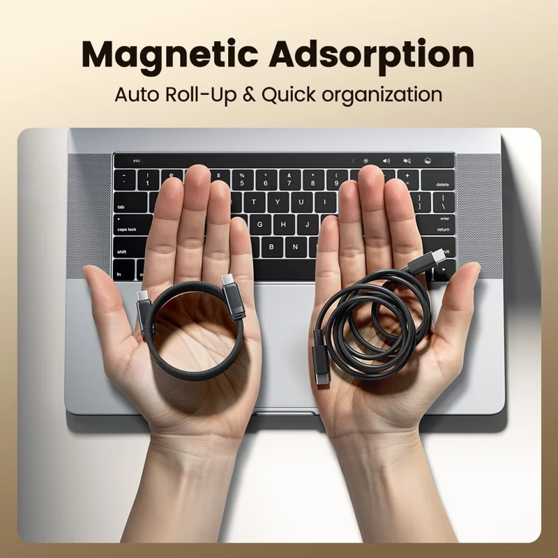 TOOCKI TQ-X102C4 1m 240W Fast Charging USB C to USB C Magnetic Self Coiling Data Cable for Laptop  /  Tablet  /  Phone