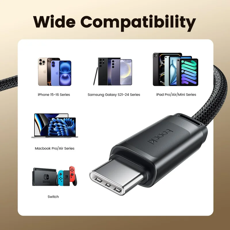 TOOCKI TQ-X102C4 1m 240W Fast Charging USB C to USB C Magnetic Self Coiling Data Cable for Laptop  /  Tablet  /  Phone