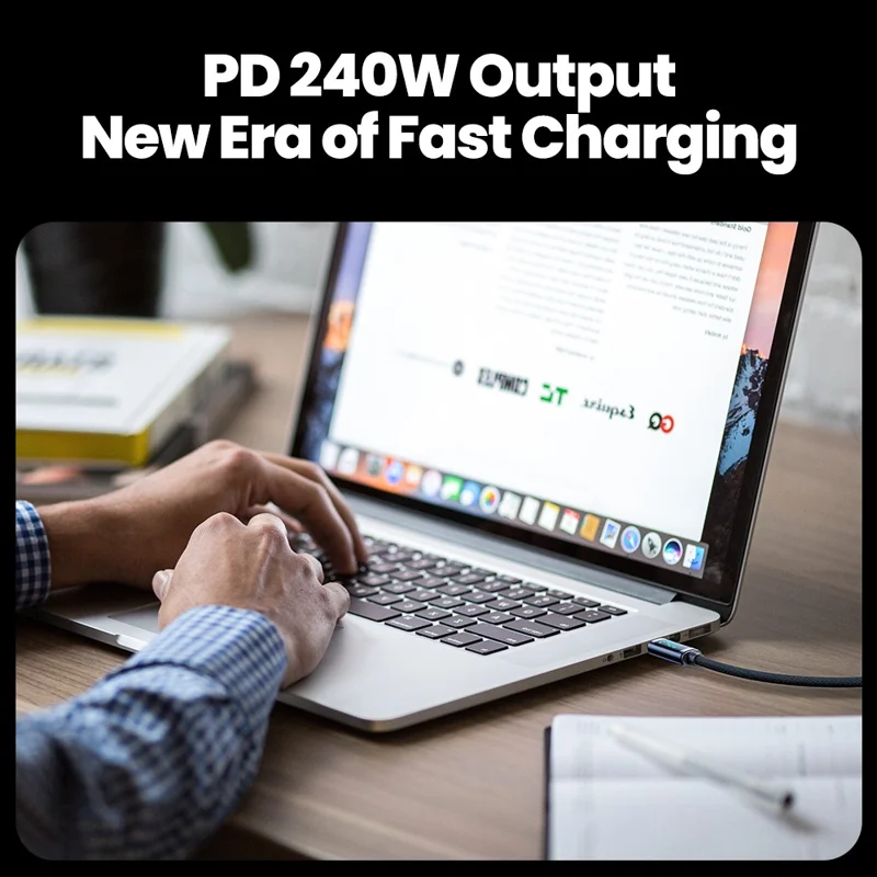 TOOCKI TQ-X57C4 1 m USB C till USB C 240 W PD snabbladdningskabel med digital display, flätad datorkabel