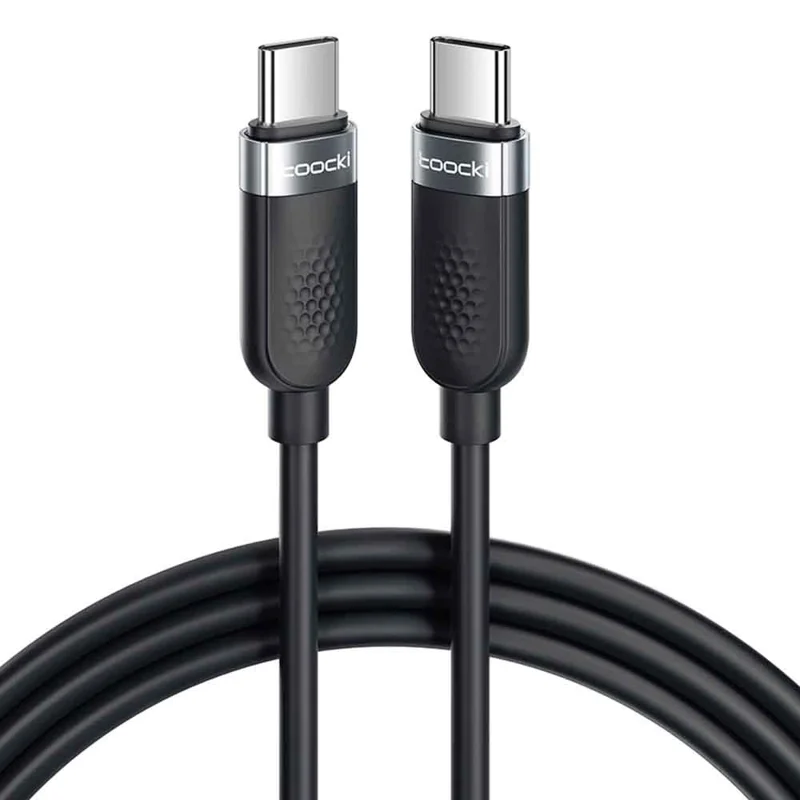 TOOCKI TQ-X90C3 1m 60W PD Fast Charging USB C to USB C Cable 480Mbps Silicone Data Cord - Black