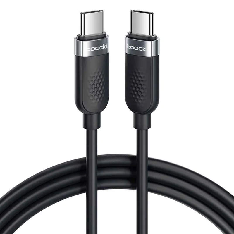 TOOCKI TQ-X90C3 2m 60W PD Fast Charging USB C to USB C Cable 480Mbps Silicone Data Cord - Black
