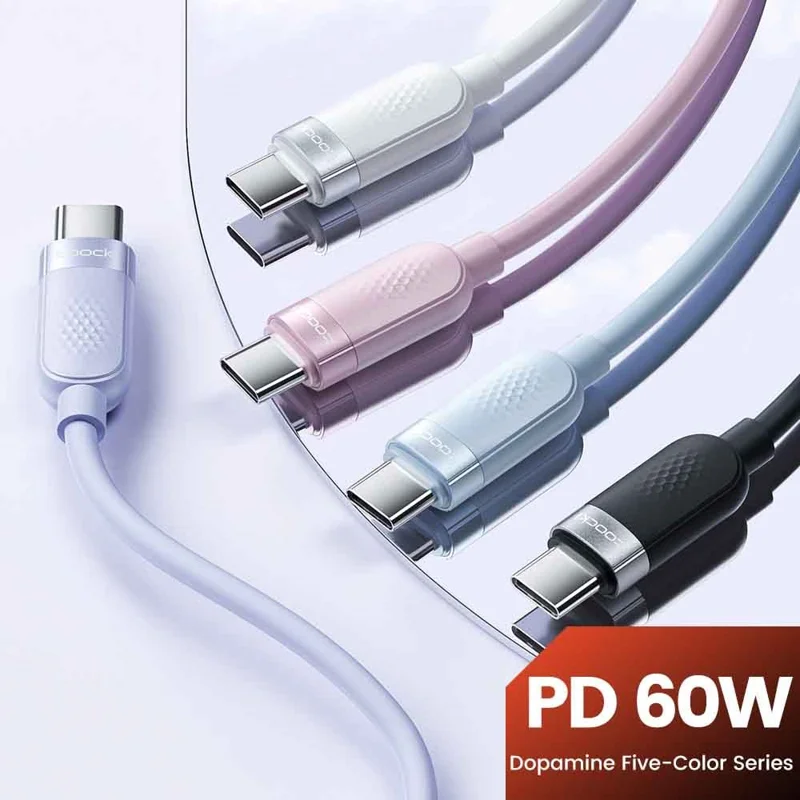 TOOCKI TQ-X90C3 2m 60W PD Fast Charging USB C to USB C Cable 480Mbps Silicone Data Cord - Black