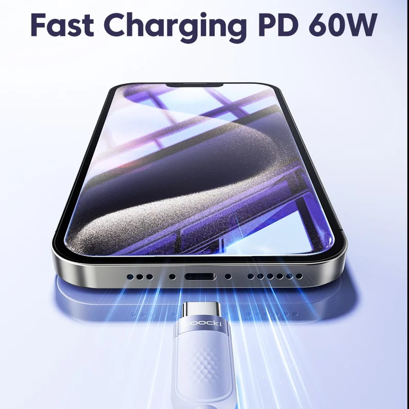 TOOCKI TQ-X90C3 2m 60W PD Fast Charging USB C to USB C Cable 480Mbps Silicone Data Cord - Black