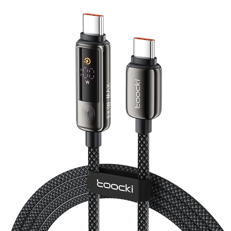 TOOCKI TX107C2 2m 100W Fast Charging USB C to USB C Cable Touch Control LED Display Data Sync Cord