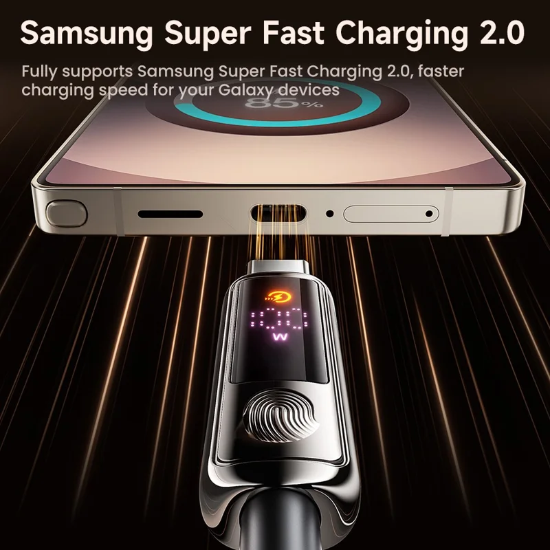 TOOCKI TX107C2 2m 100W Fast Charging USB C to USB C Cable Touch Control LED Display Data Sync Cord