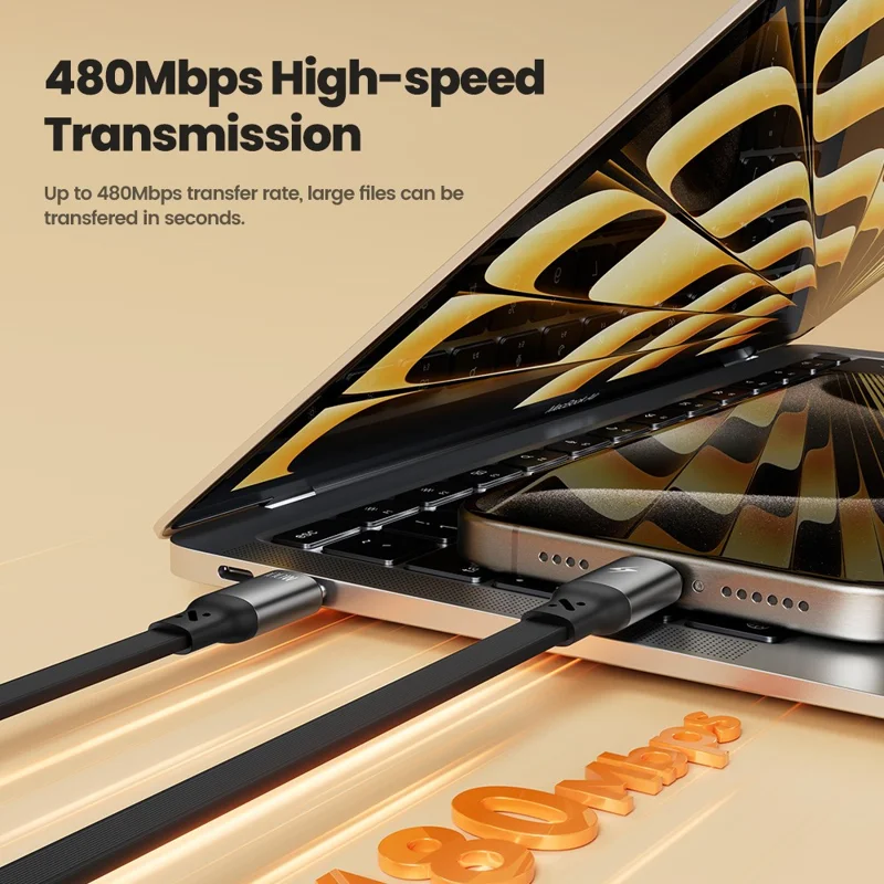 TOOCKI TQ-X94C2 1m Retractable USB C to USB C 100W PD Fast Charging Data Transfer Cable - White