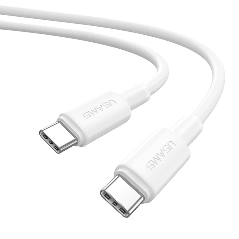 USAMS U90 SJ763 1 m Type-C till Type-C-kabel 60 W snabbladdning dataöverföring – Vit