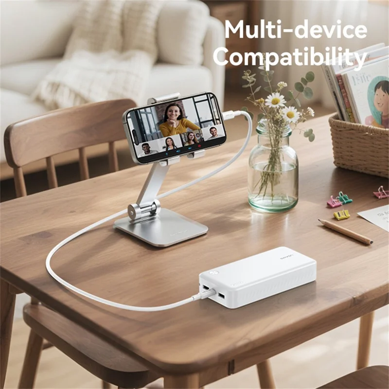 USAMS U90 SJ763 1 m Type-C till Type-C-kabel 60 W snabbladdning dataöverföring – Vit