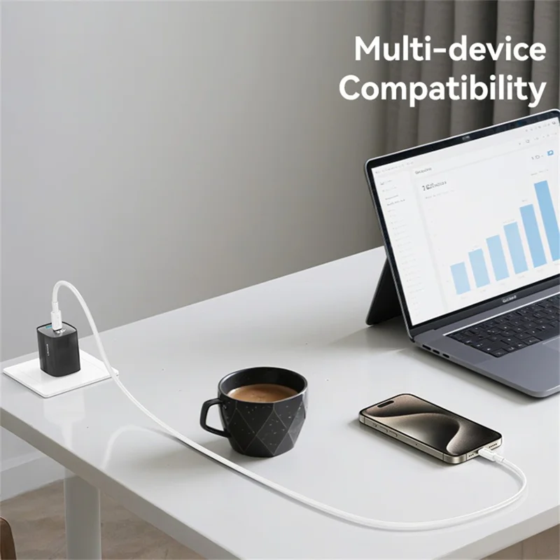 USAMS U90 SJ763 1 m Type-C till Type-C-kabel 60 W snabbladdning dataöverföring – Vit