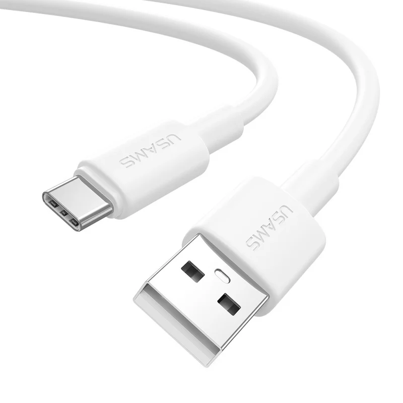 USAMS U90 SJ761 1 m USB-A till Type-C-kabel 3 A snabbladdning dataöverföringskabel, 480 Mbps hastighet – Vit