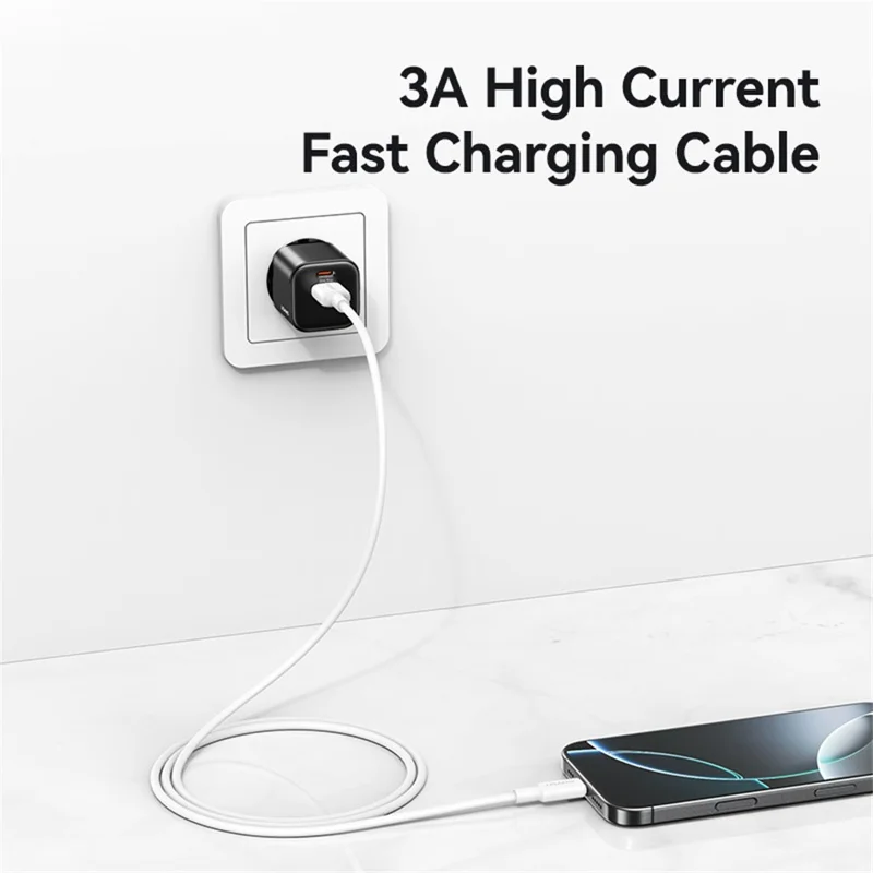 USAMS U90 SJ761 1 m USB-A till Type-C-kabel 3 A snabbladdning dataöverföringskabel, 480 Mbps hastighet – Vit