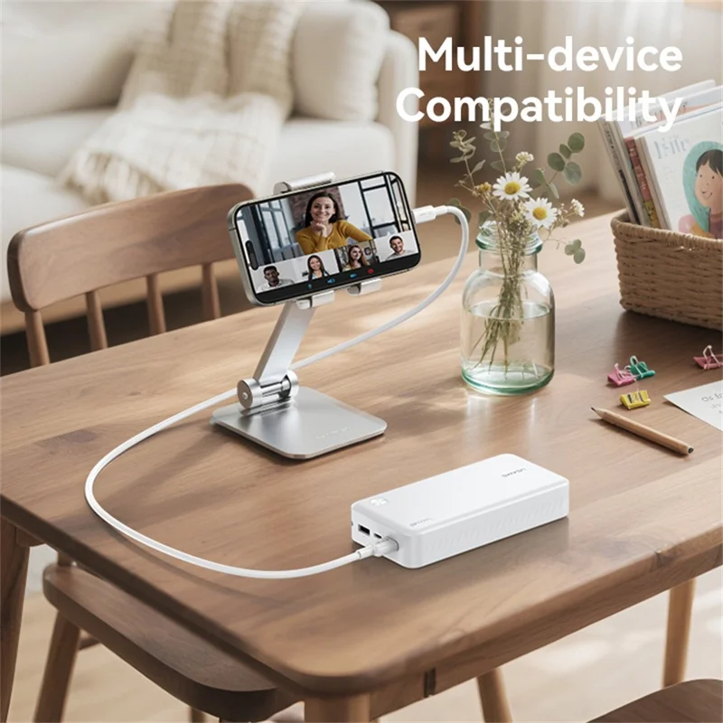 USAMS U90 SJ761 1 m USB-A till Type-C-kabel 3 A snabbladdning dataöverföringskabel, 480 Mbps hastighet – Vit