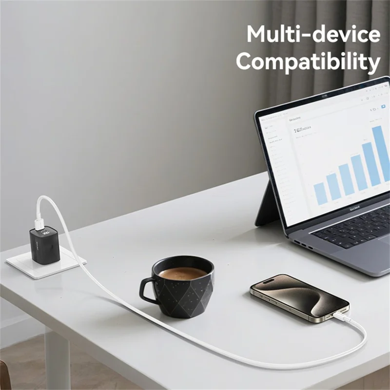 USAMS U90 SJ761 1 m USB-A till Type-C-kabel 3 A snabbladdning dataöverföringskabel, 480 Mbps hastighet – Vit