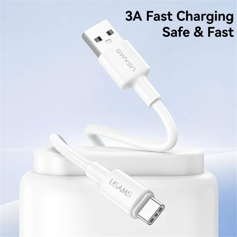 USAMS U90 SJ761 1 m USB-A till Type-C-kabel 3 A snabbladdning dataöverföringskabel, 480 Mbps hastighet – Vit